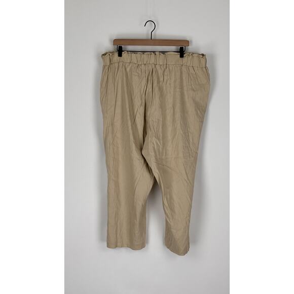 Calvin Klein Linen Blend Pull On Ruffle Trim Crop Pants Womens Size 1X New - Picture 7 of 9